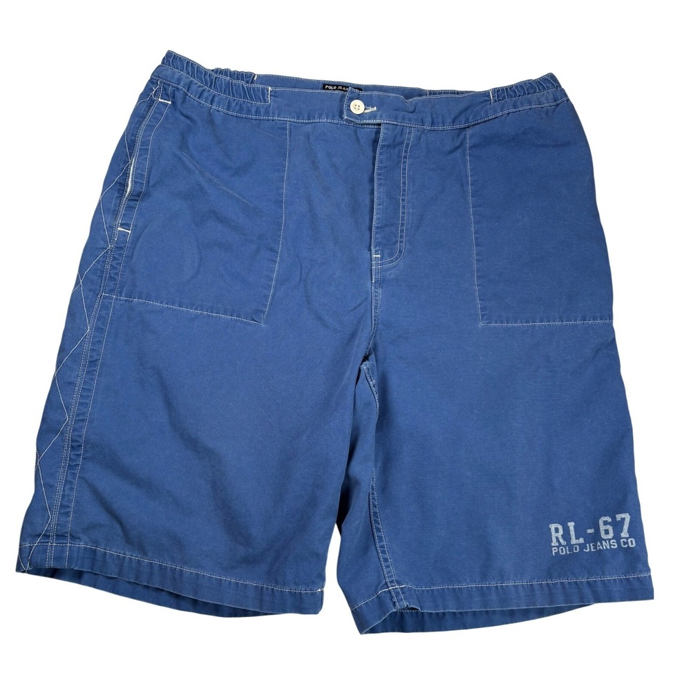 Polo Jeans Co Ralph Lauren Mens XL Blue RL-67 Utility Cotton Canvas Shorts Y2K